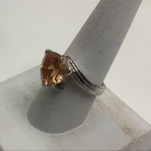CZ Amber Colored Ring